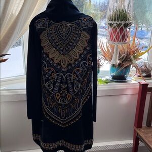 Soft Surroundings Navy Knit with Embroidery